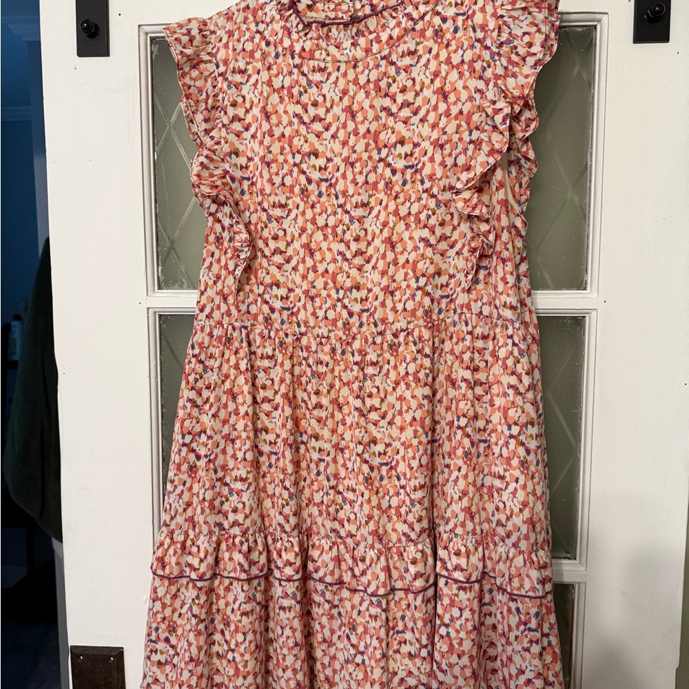 Colorful Dress with Ruffle Sleeves